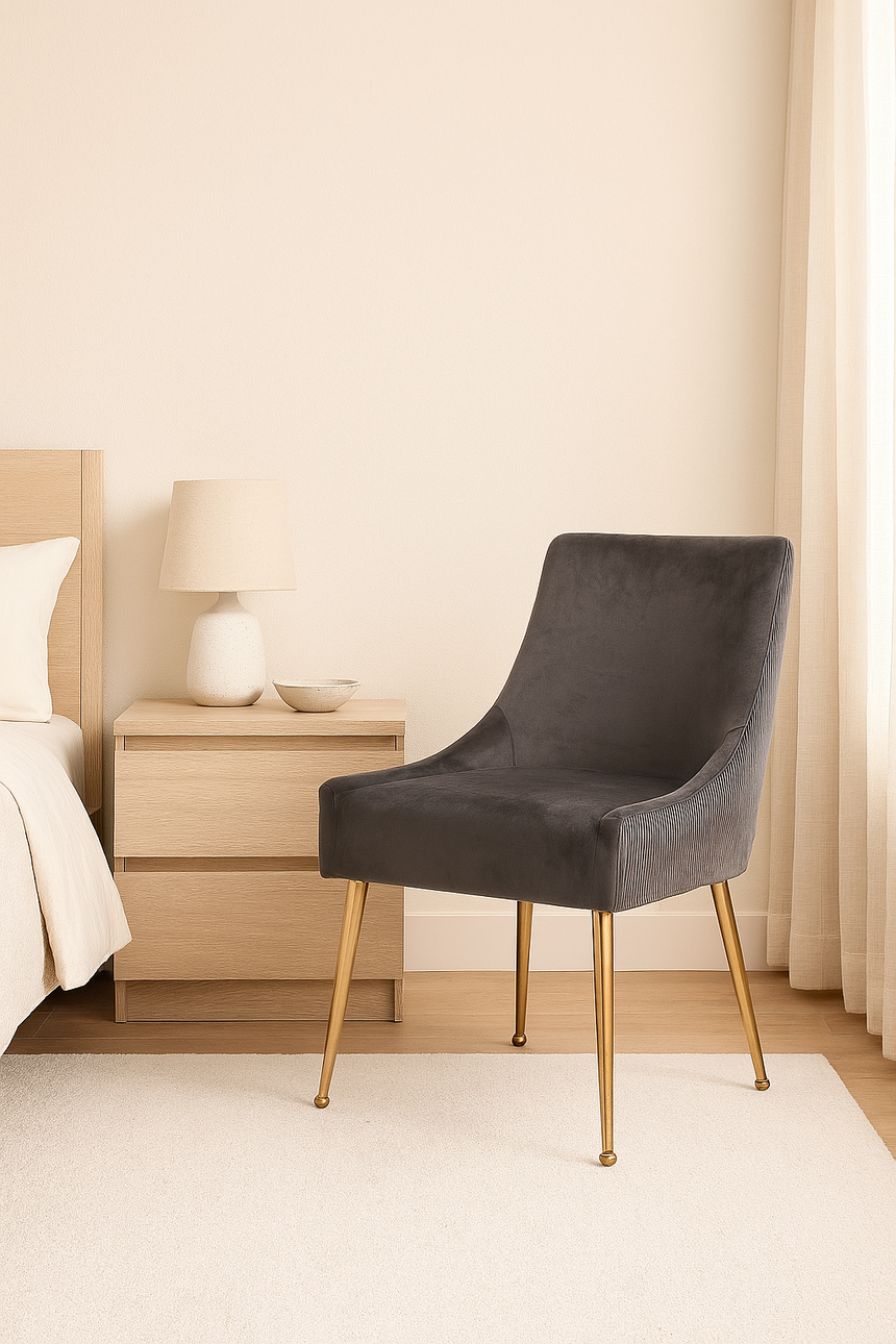 Ottavia 150cm Chrome Gold Dining Table With Milano Velvet Gold Chairs