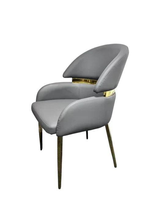 Madrid 180cm Gold Dining Table With Monarch Leather Gold Chairs