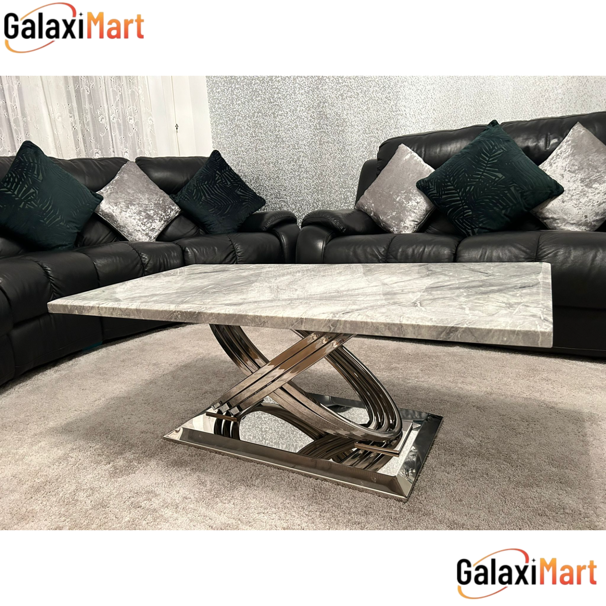 Elina 180cm Grey Marble Dining Table With High Back Lion Knocker Black Velvet Dining Chairs