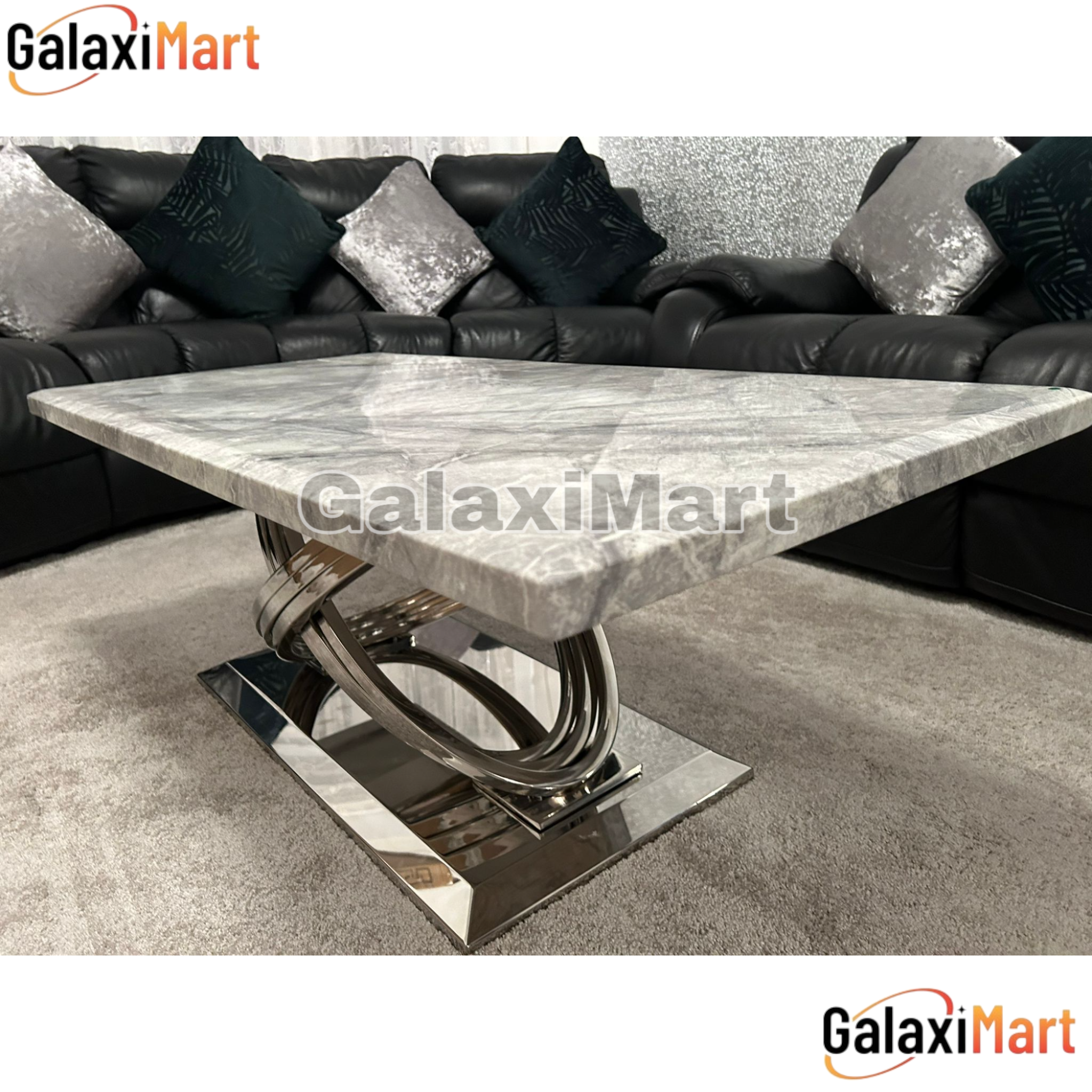 Elina 180cm Grey Marble Dining Table With High Back Lion Knocker Black Velvet Dining Chairs