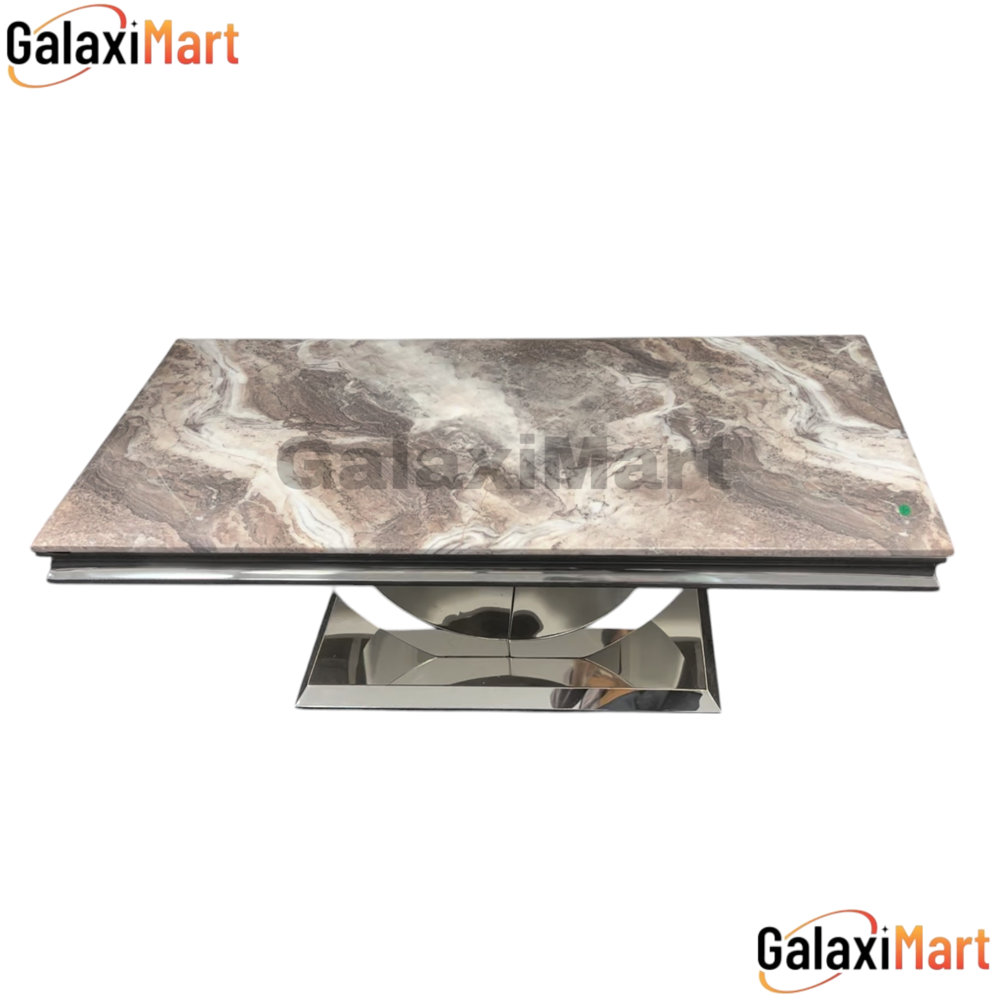 White Marble Dining Set with PU Leather Lion Knocker Chairs