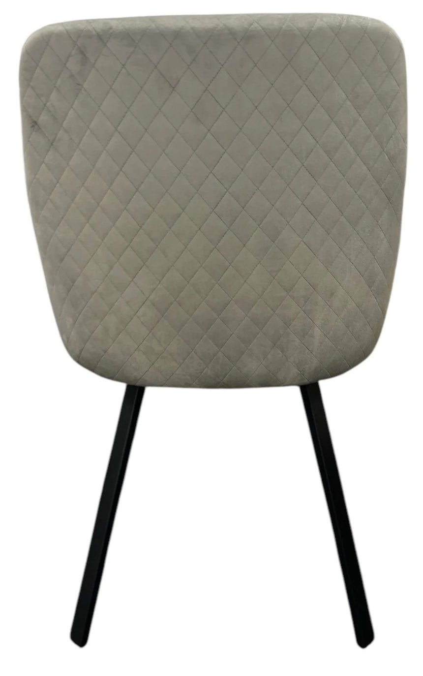 130cm Round White Marble Dining Set | 4 Grey Velvet & PU Leather Chairs