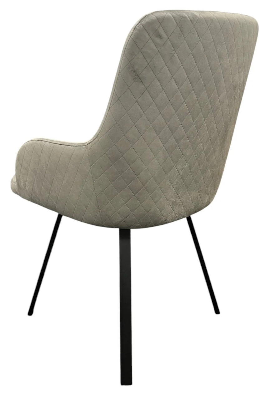 130cm Round White Marble Dining Set | 4 Grey Velvet & PU Leather Chairs