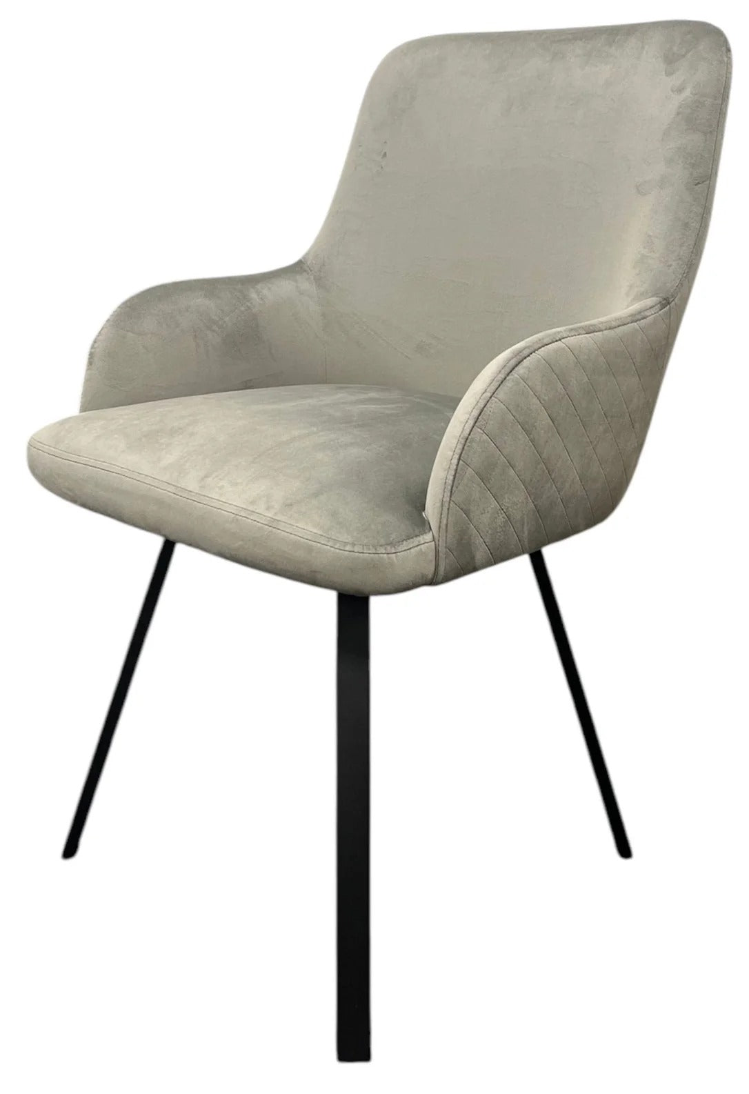 130cm Round White Marble Dining Set | 4 Grey Velvet & PU Leather Chairs