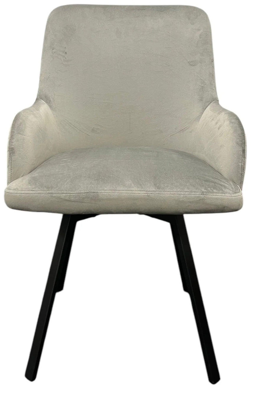 130cm Round White Marble Dining Set | 4 Grey Velvet & PU Leather Chairs