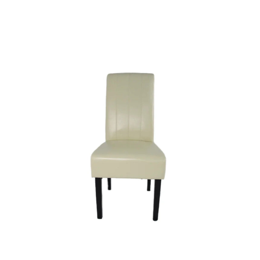 130cm Round White Marble Dining Set | 4 Cream PU Chairs