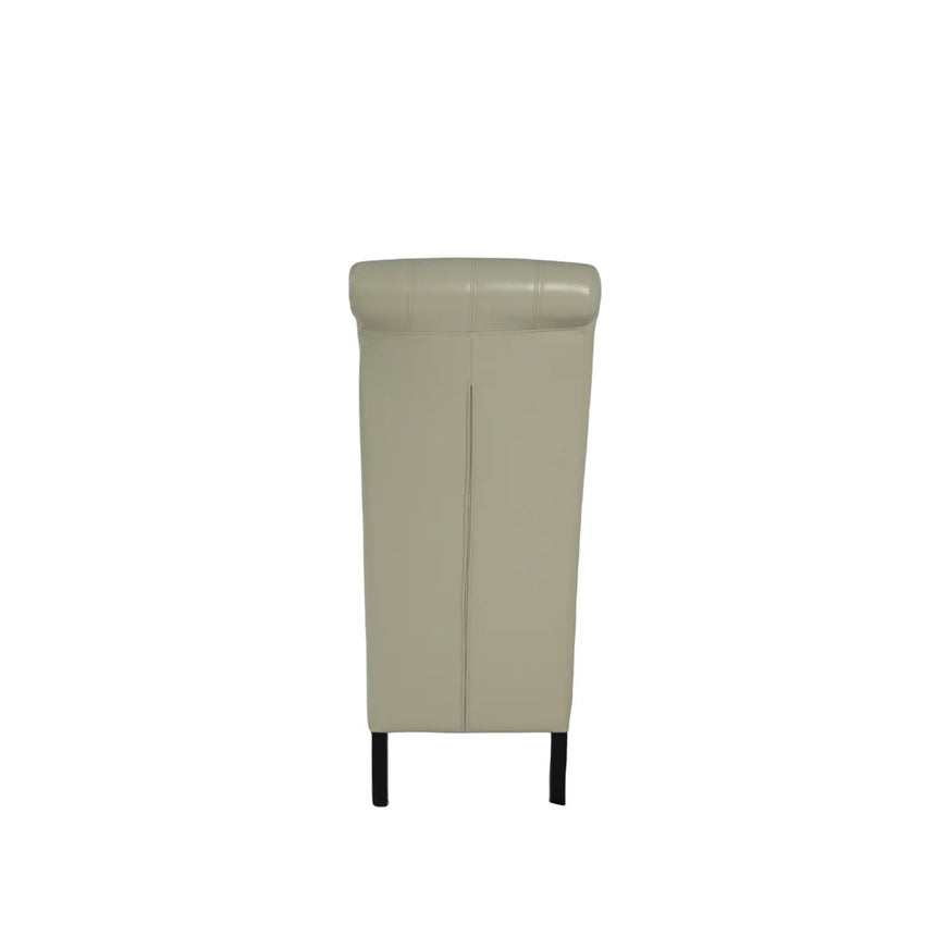 130cm Round White Marble Dining Set | 4 Cream PU Chairs