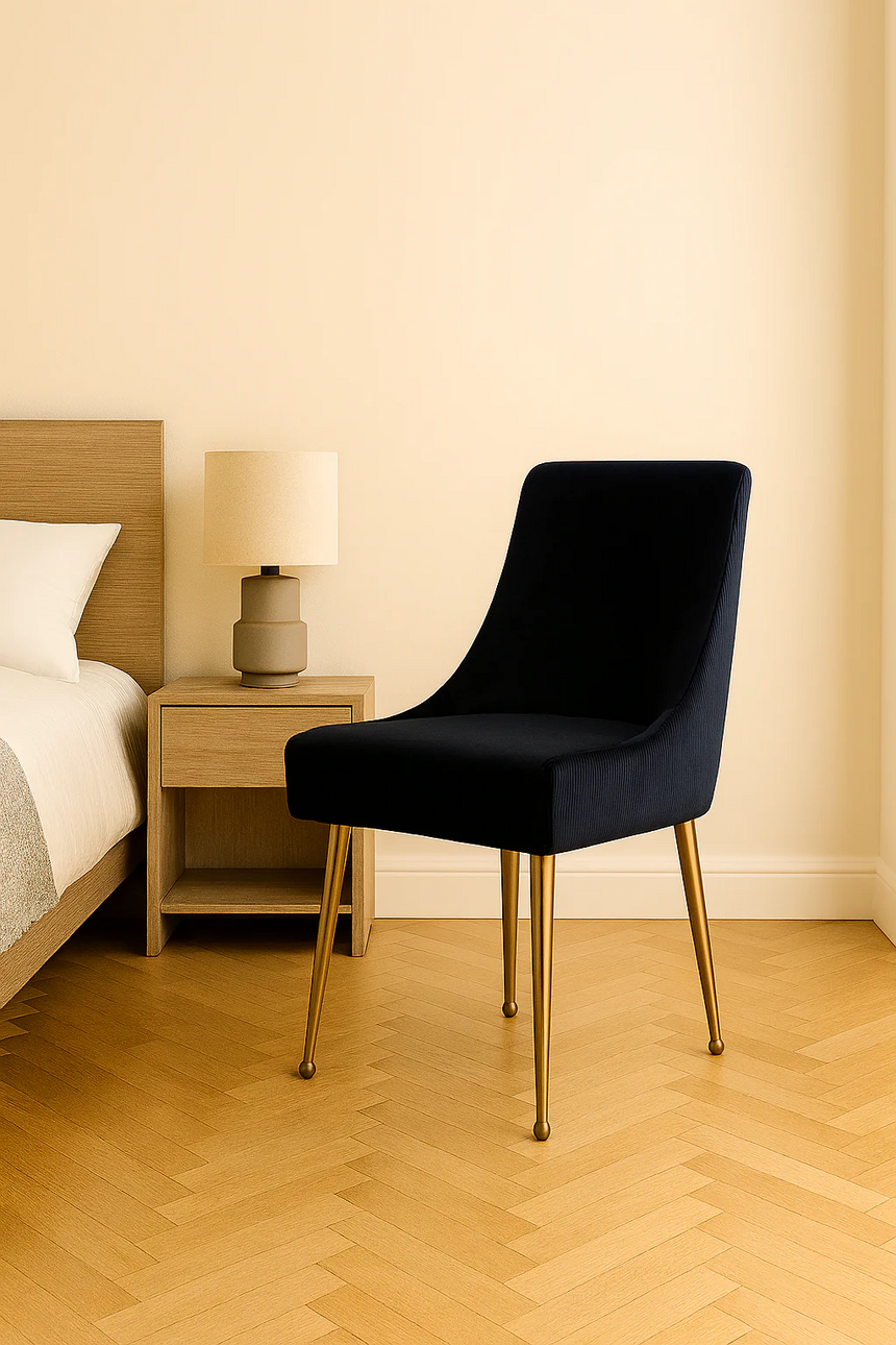 Ottavia 150cm Chrome Gold Dining Table With Milano Velvet Gold Chairs