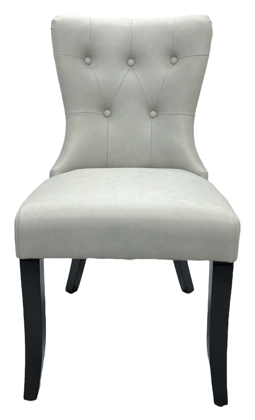 130cm Round Marble Dining Table & 4 Grey PU Leather Chairs