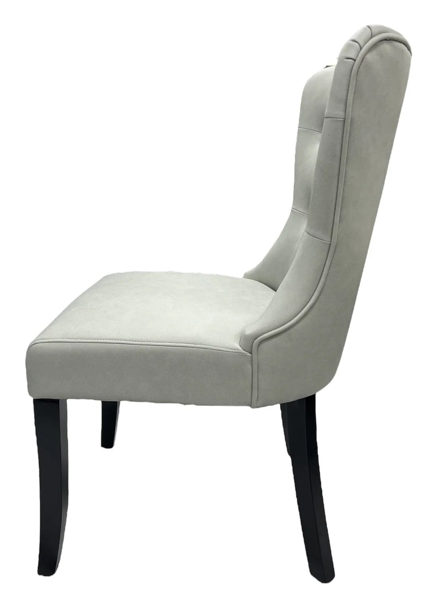 130cm Round Marble Dining Table & 4 Grey PU Leather Chairs