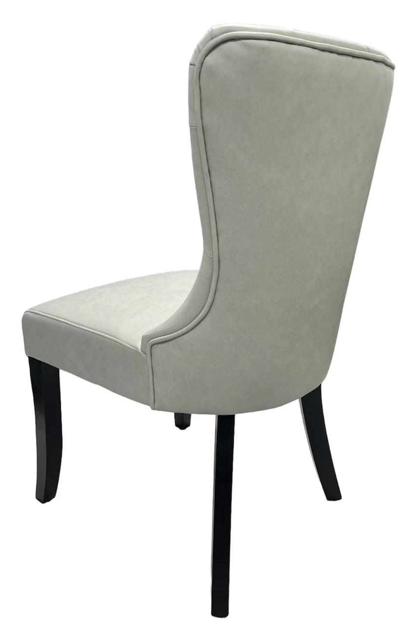 130cm Round Marble Dining Table & 4 Grey PU Leather Chairs