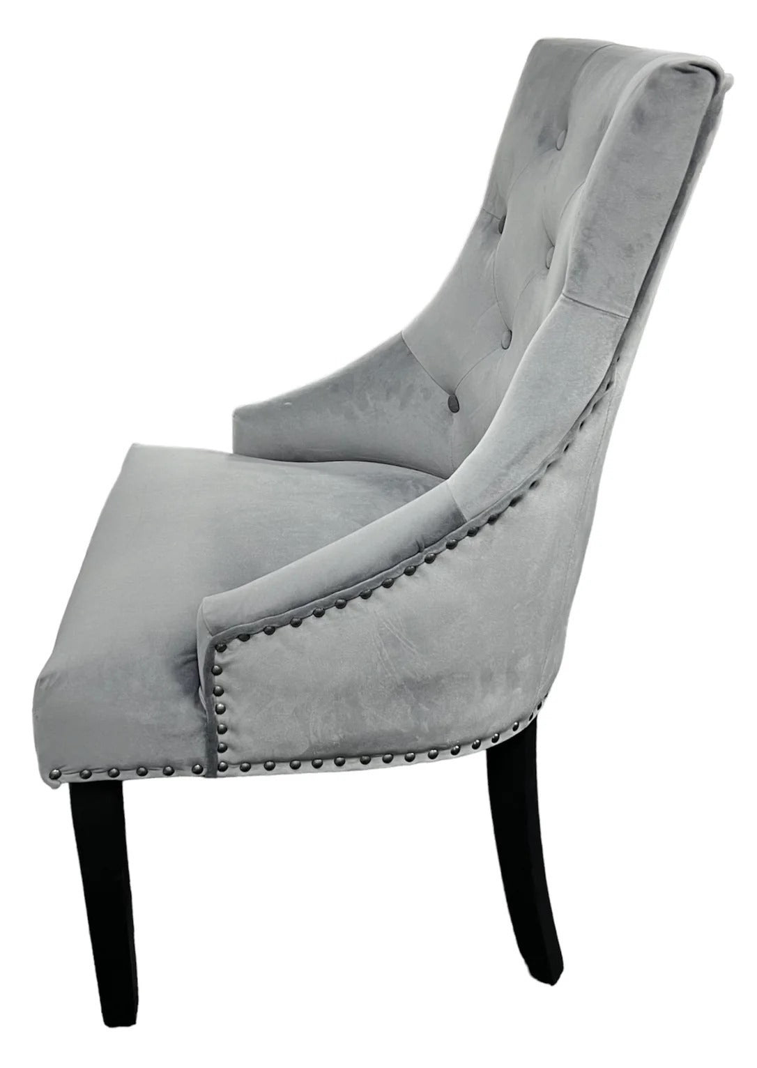 Luxury Round White Marble Dining Table Set & 6 Grey Velvet Knocker Chairs | 130cm | 4-5 Seater