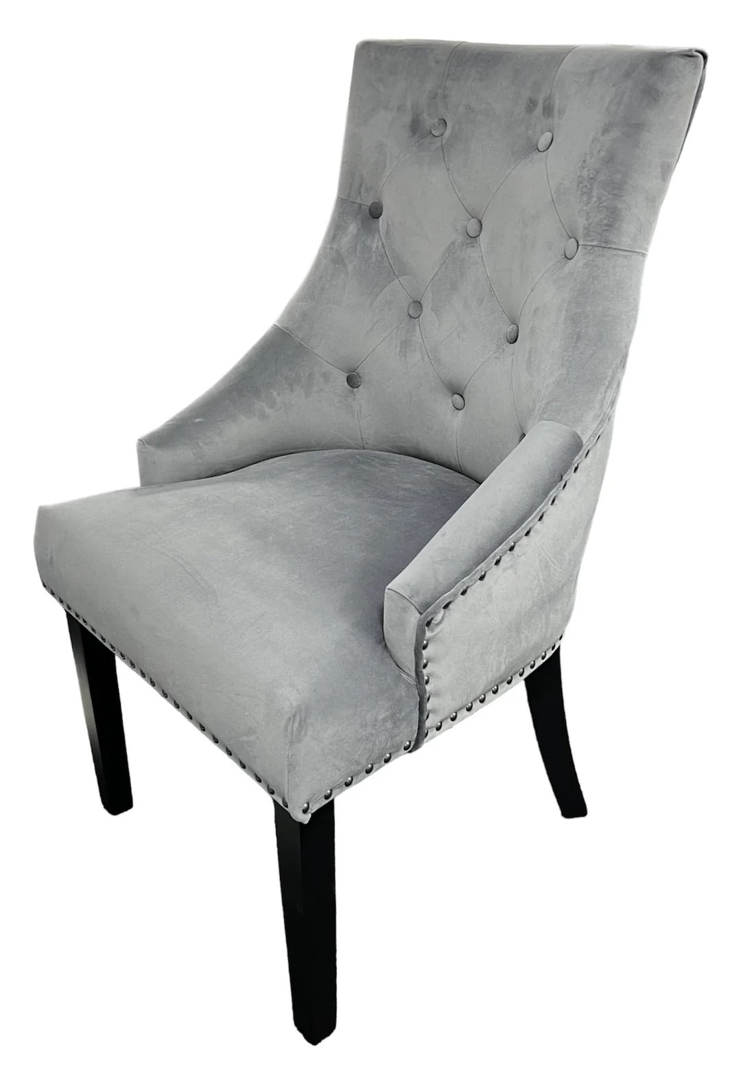Luxury Round White Marble Dining Table Set & 6 Grey Velvet Knocker Chairs | 130cm | 4-5 Seater