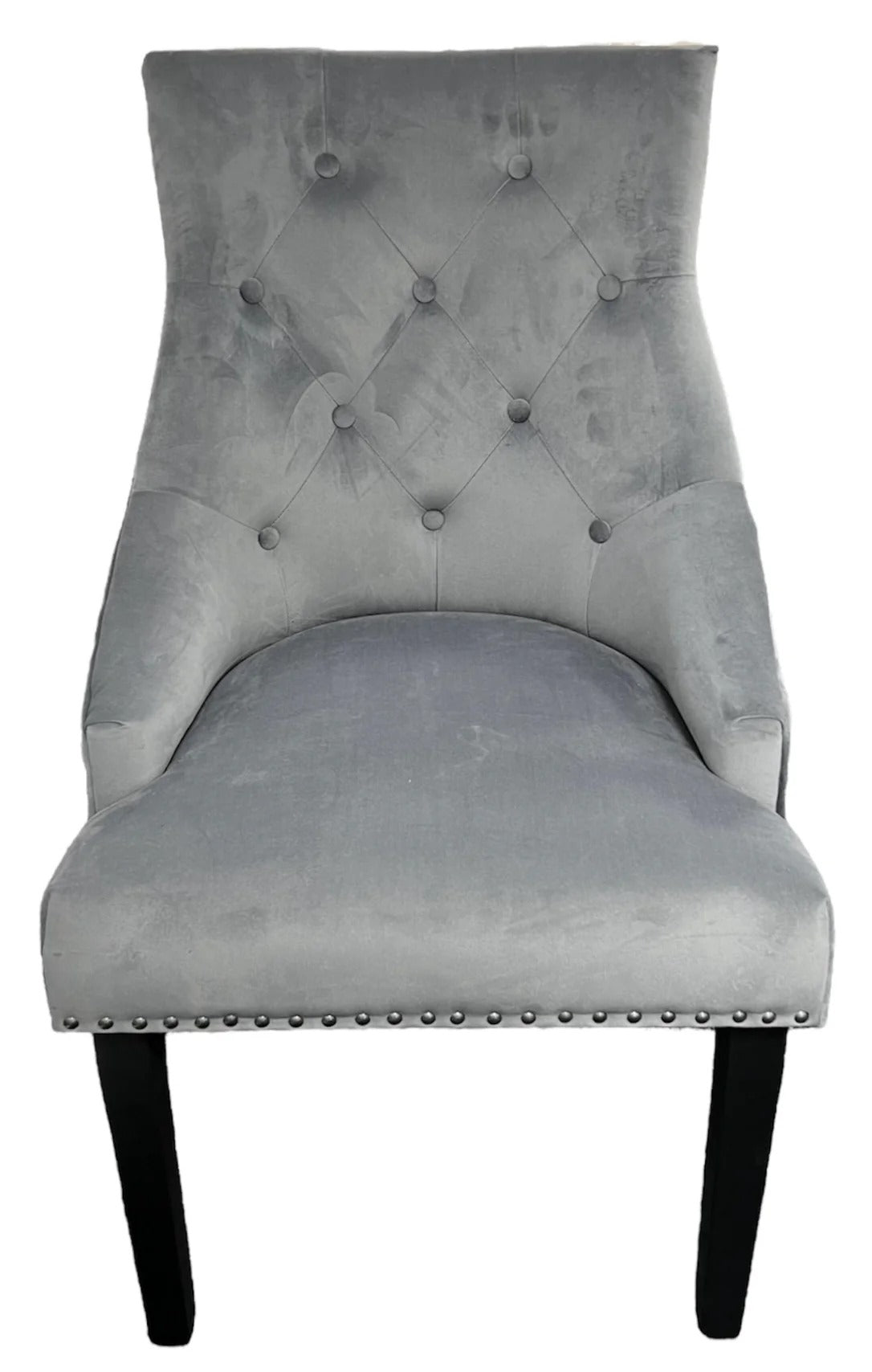 Luxury Round White Marble Dining Table Set & 6 Grey Velvet Knocker Chairs | 130cm | 4-5 Seater