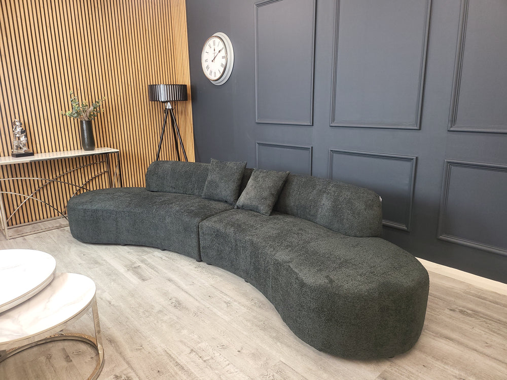 Modern Miami Curved Boucle Large Sofa Blush/SilverGrey/Black