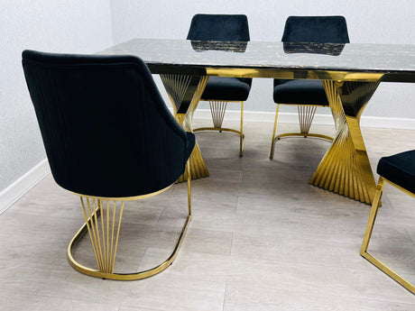 Gold Dining Table With Chairs