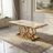 Luxury marble table with gold base in a stylish room setting