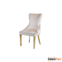 Valente cream gold lion knocker chair, rear view