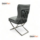 Louis Grey Marble Dining Table 150cm+180cm+200cm  + Sandhurst Button Back Plush Mink Velvet Dining Chairs