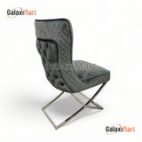 Louis Grey Marble Dining Table 150cm+180cm+200cm  + Sandhurst Button Back Plush Mink Velvet Dining Chairs