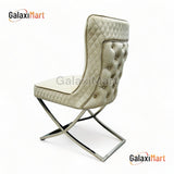 Louis Grey Marble Dining Table 150cm+180cm+200cm  + Sandhurst Button Back Plush Mink Velvet Dining Chairs