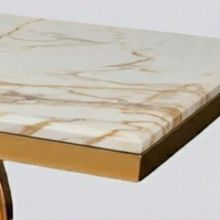 Crystal Gold Dining Table 1.6m/1.8m with Diamante Gold Dining Chairs - Cream & Gold | 160cm x 90cm Marble Table | 6 Chairs