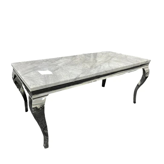 Louis Grey Marble Dining Table 150cm+180cm+200cm  + Sandhurst Button Back Plush Mink Velvet Dining Chairs
