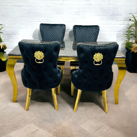 Louis Gold Dining Table With Chairs