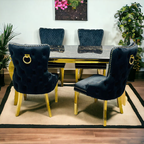 Louis Gold Dining Table With Chairs