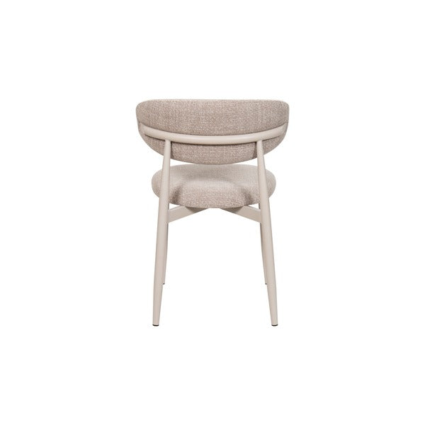 Amiri Modern Curved Boucle Dining Chair With Natural Wood Finish Legs