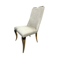 Ravello Cream & Gold Marble Dining Table with Roxby Cream & Chrome Chairs - View 9