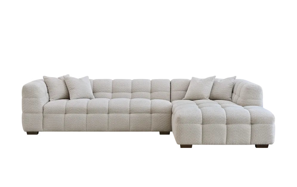 Tribeca Right Hand and Left Hand Corner Group in Oatmeal/Iron Boucle Fabric Sofa