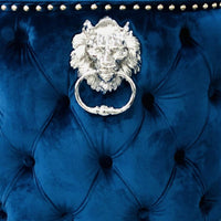Valentino navy velvet bar stool, side angle
