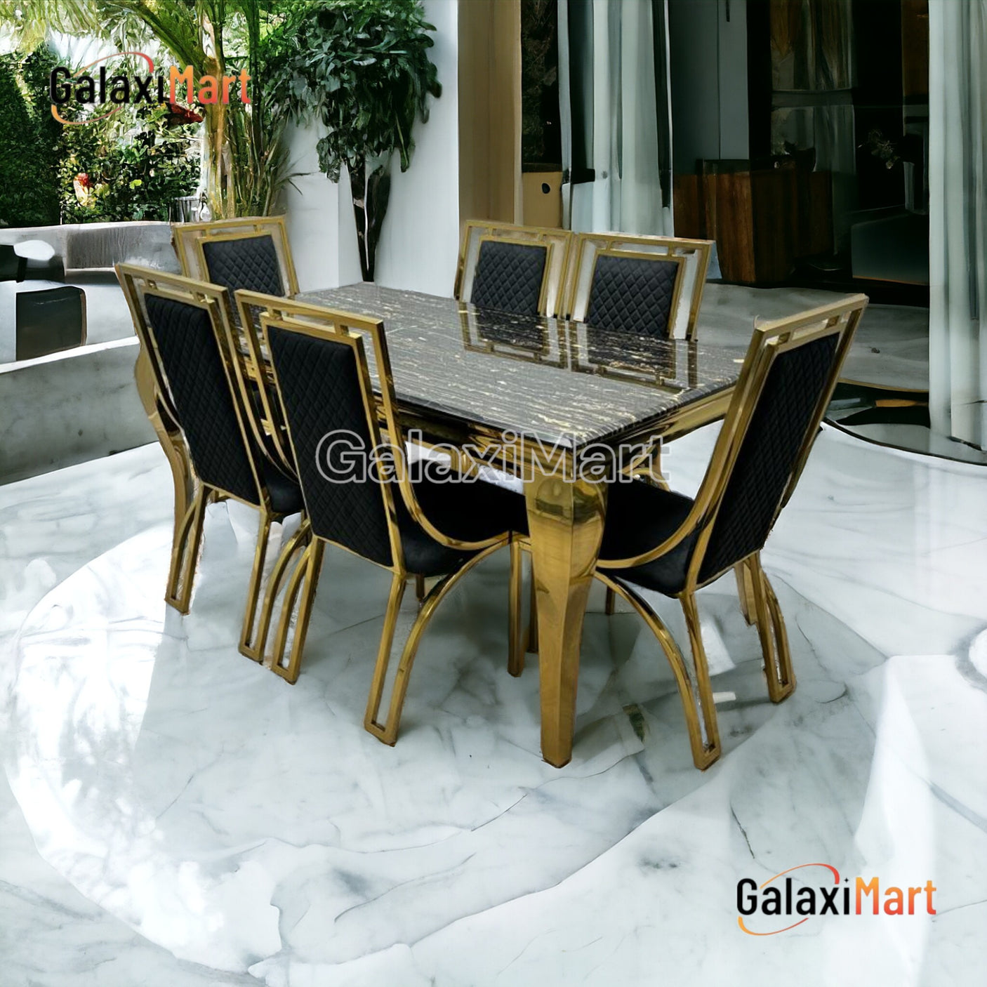 Louis Gold Dining Table With Chairs