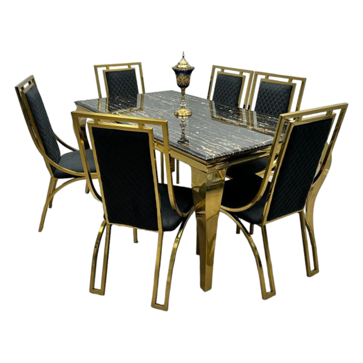 Louis Gold Dining Table With Chairs