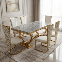 arianna-grey-gold_WITH_viena-cream-and-gold_V2_6CHAIRS-GalaxiMart - GalaxiMart GalaxiMart,GalaxiMart UK,GalaxiMart Furniture,GalaxiMart Marble Dining Table,GalaxiMart Sofa Collection,Marble dining table UK,Luxury dining table UK,Modern sofa UK,Buy marble dining table UK,Dining table sale UK,luxury marble dining table set UK,GalaxiMart Furniture UK,GalaxiMart Luxury Furniture,GalaxiMart Marble Dining Table,