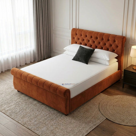 Melbourne Upholstered Bed 3FT Single to 6FT Super King with Free Tall Headboard Luxury Bed Frame