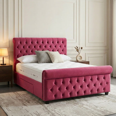 Melbourne Upholstered Bed 3FT Single to 6FT Super King with Free Tall Headboard Luxury Bed Frame