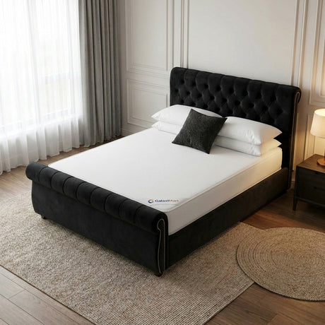 Melbourne Upholstered Bed 3FT Single to 6FT Super King with Free Tall Headboard Luxury Bed Frame