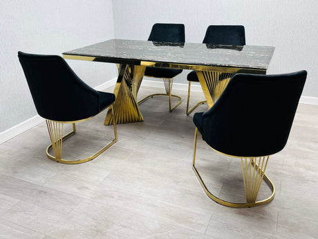 Gold Dining Table With Chairs