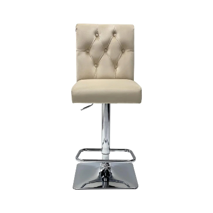 Sophia mink quilted velvet lion knocker bar stool, front view