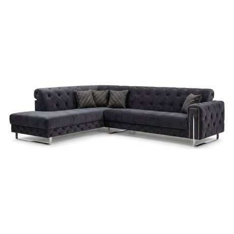 Turkish Puntoh Left Hand Grey & Silver Corner Sofa Bed with Storage