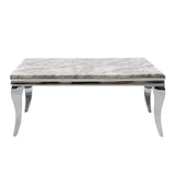 Louis Grey Marble Dining Table 150cm+180cm+200cm  + Sandhurst Button Back Plush Mink Velvet Dining Chairs