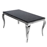 Louis Black Marble Dining Table 150cm/180cm/200cm and Set of Sofia Mink Chairs