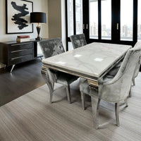 Louis white marble table, customer photo front