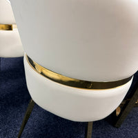 Arianna Cream Gold Marble Dining Table + Madrid PU Chairs - 180cm x 90cm Marble Table | 4 Chairs