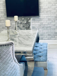 Louis grey marble table, customer photo overhead