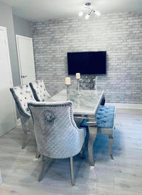 Louis grey marble table with chairs, customer photo