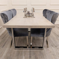 Freya light pine dining table, lifestyle room angle