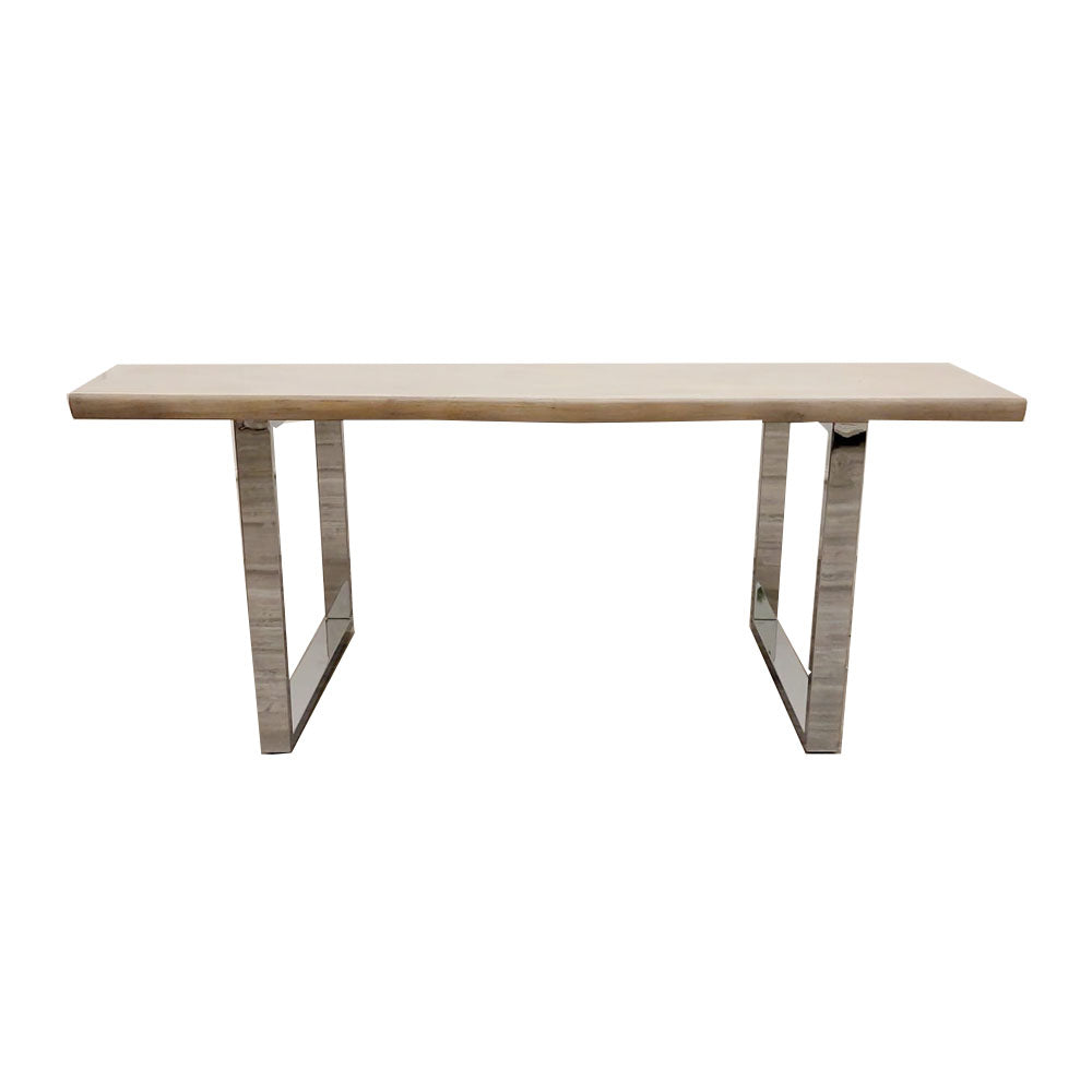 Freya 1.8 Dining Table – Solid Light Pine Wood with Chrome Metal Legs
